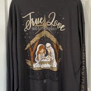 Simply Southern Charcoal Long Sleeve Shirt NWOT
